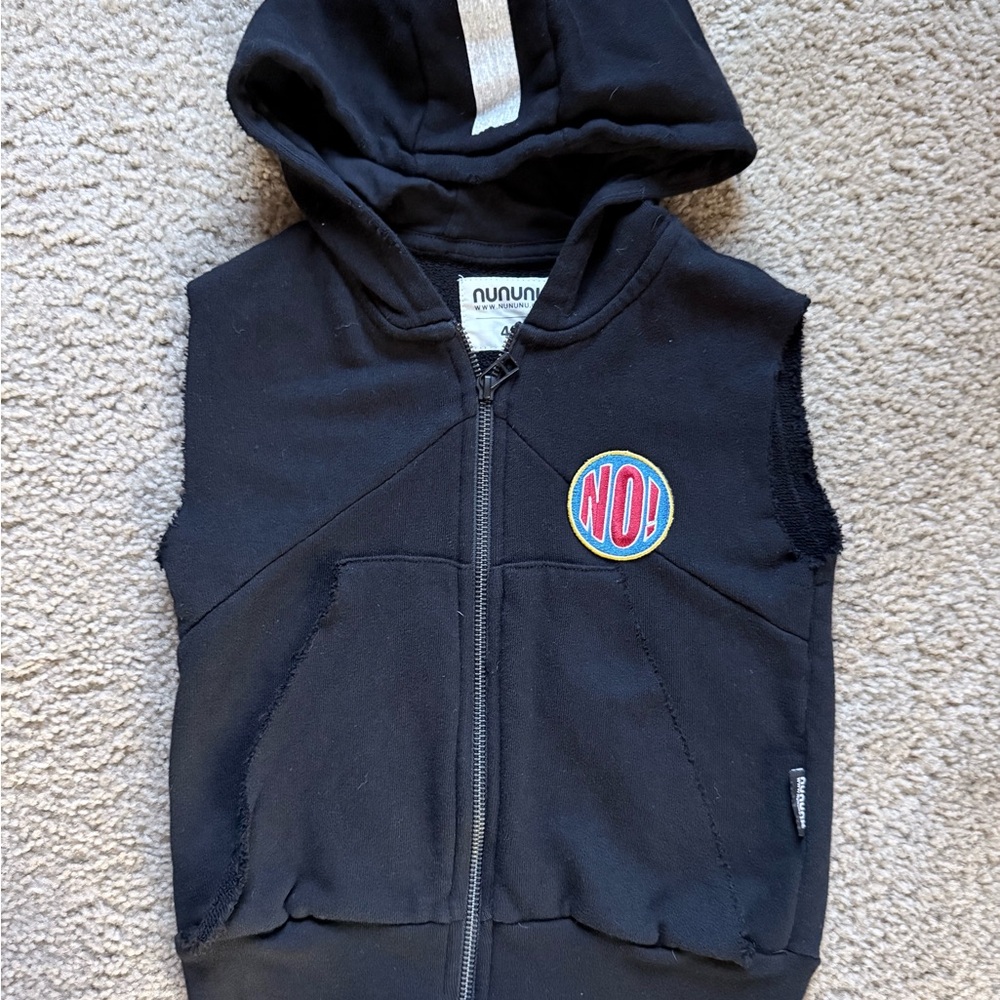 Nununu Black Sleeveless Hoodie with NO! Patch